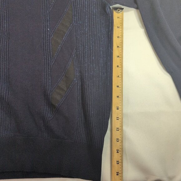 Scala Milano XXL Sweater Knit Navy Blue Black Italy Wool Acrylic Men Long Sleeve - Picture 12 of 16